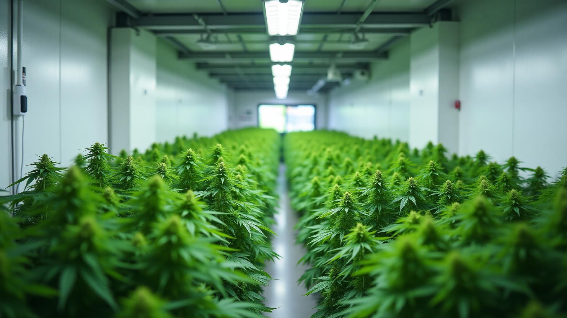 Indoor cannabis cultivation facility with advanced lighting